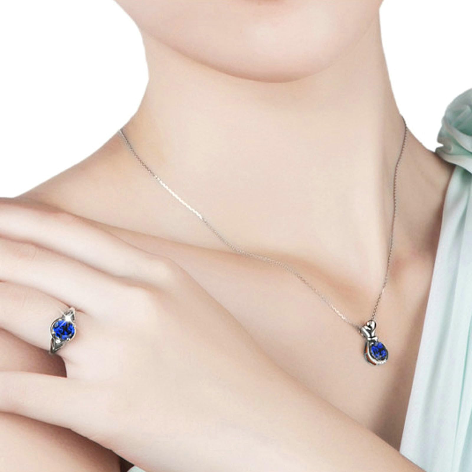 Biały naszyjnik damski 750 585 375 prawdziwe złoto, zawieszka charms torebka na szczęście z tanzanitem 2,2 ct i diamentem 0,05 ct łańcuszek białe złoto 45 cm bez niklu