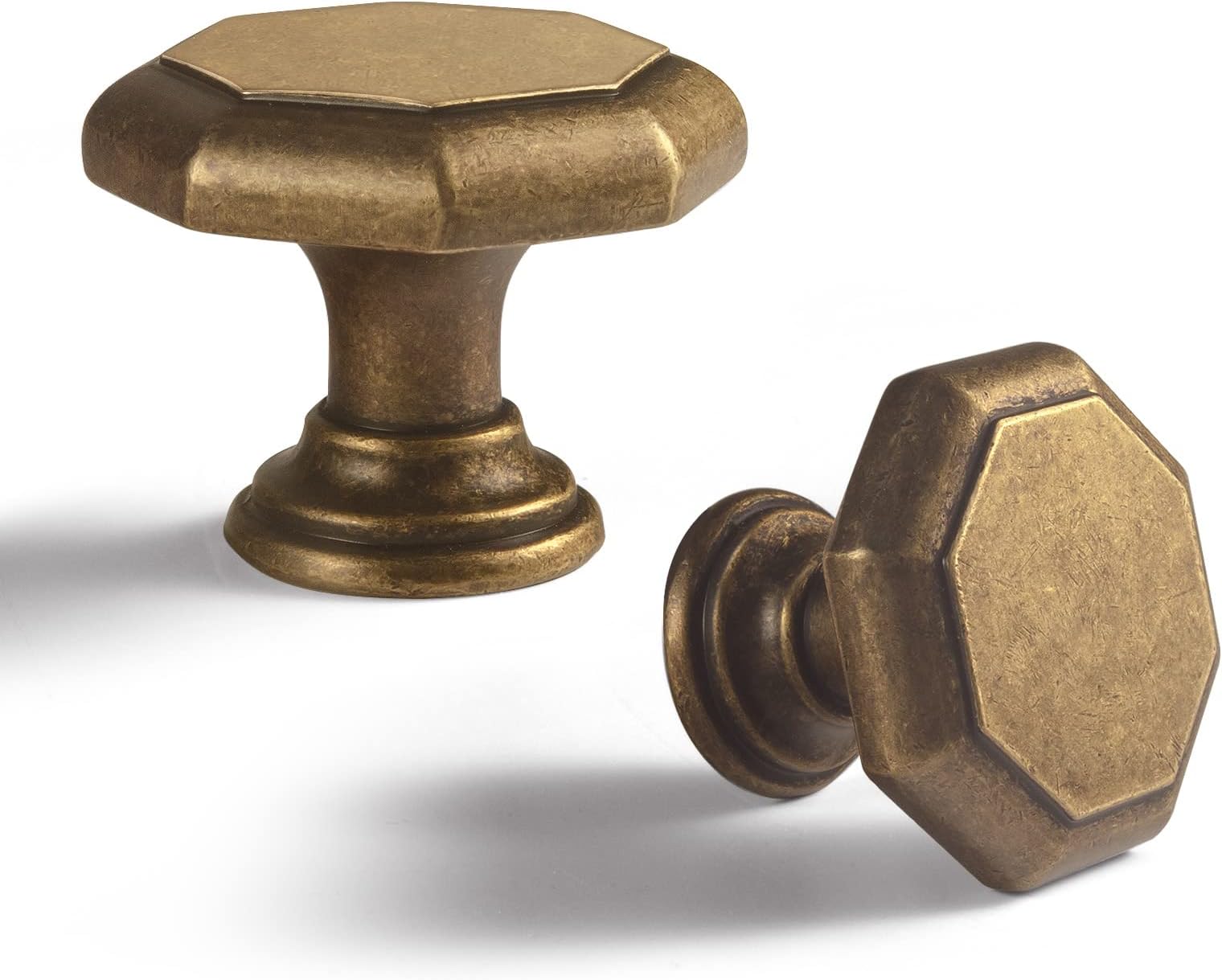 Goo-Ki Antique Brass Zinc Alloy Cabinet Knobs - 6 Pack Single Hole Center Affordable Luxury Vintage Drawer Knobs Hardware for Kitchen, 2201-GT-DAN