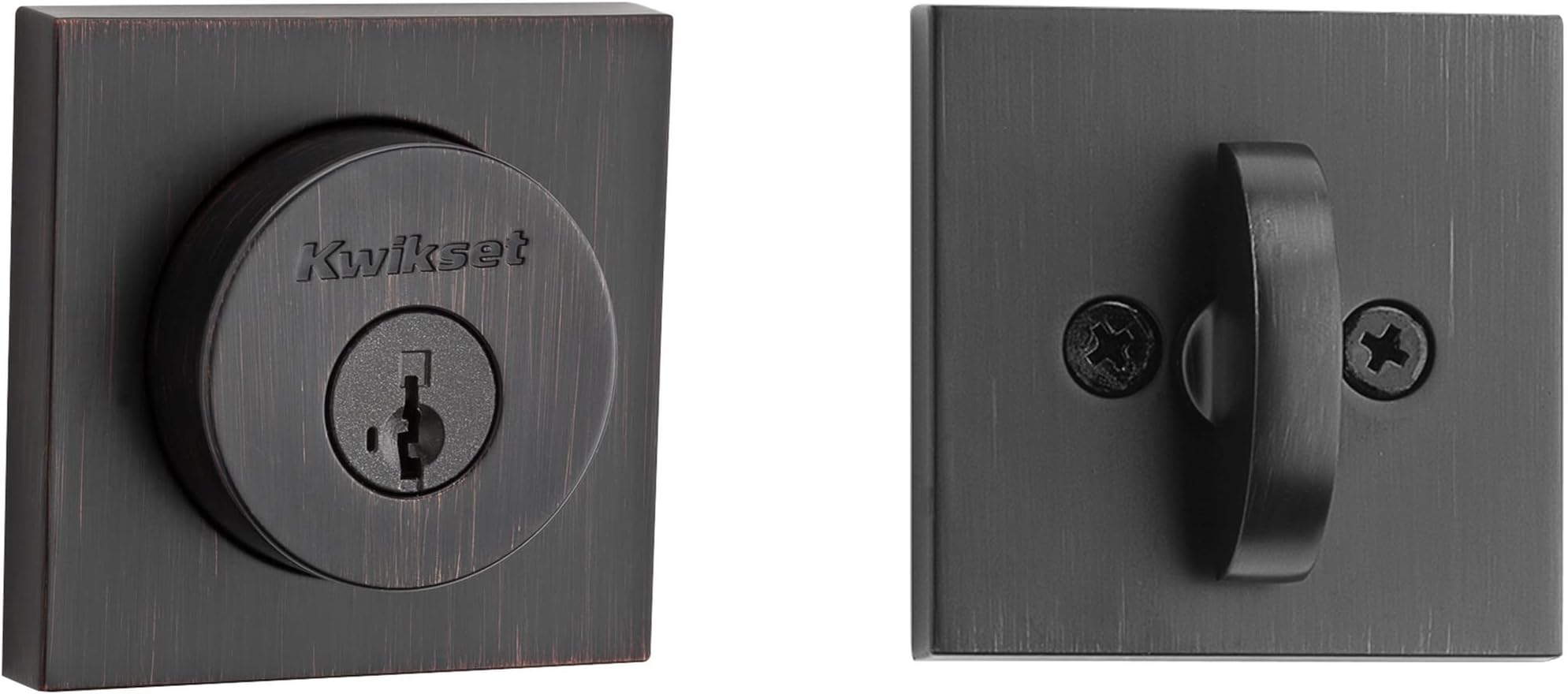 Halifax Deadbolt Lock, Venetian Bronze Square Exterior Keyed Front Entry Door, Pick Resistant SmartKey Rekey Security, Single Cylinder Dead Bolt, with Microban Protection