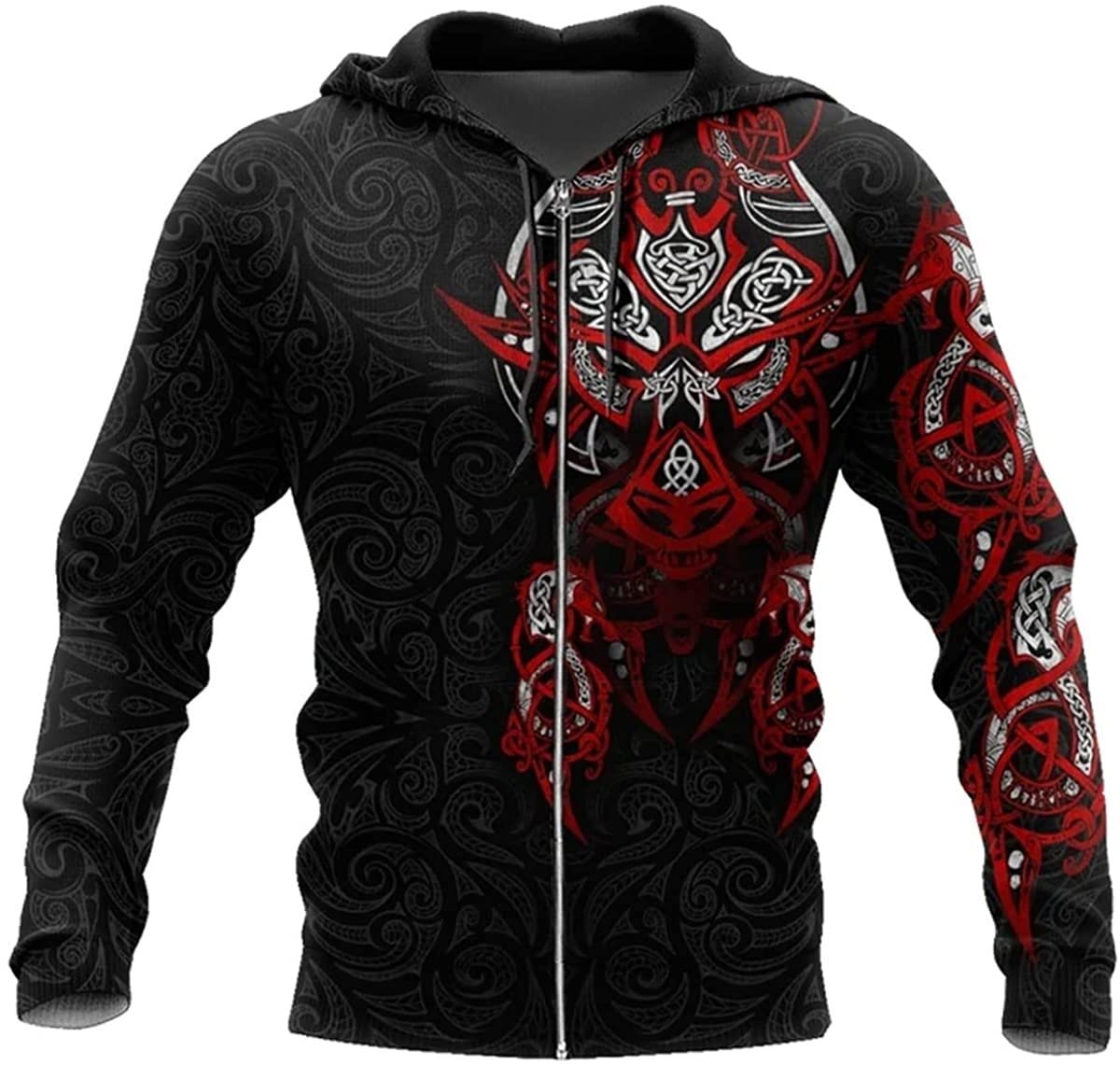 Bluza z kapturem Viking Wolf, męska mitologia nordycka celtycka Fenrir grafika 3D drukowana bluza modna rozpinana bluza