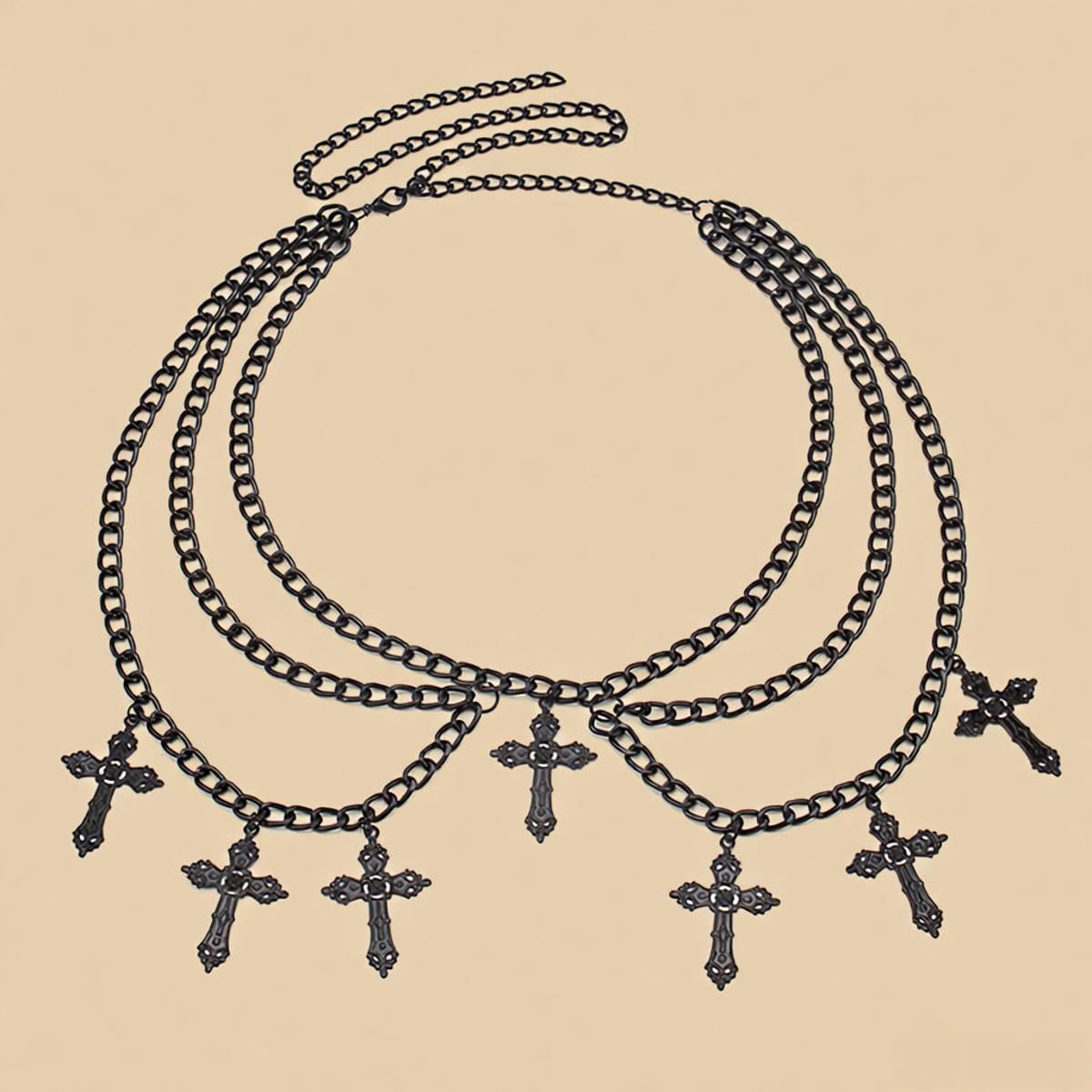 Cross Waist Chain Belt - Silver Waist Chain Body Chain Wasit Chian Ankh Belt,Halloween Christmas Jewelry for Women