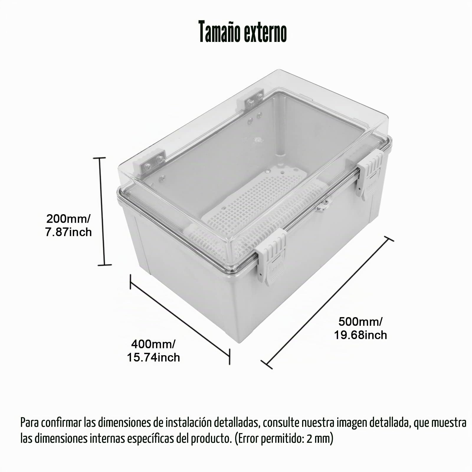 Armario Eléctrico Exterior, Caja Eléctrica Exterior Impermeable IP65, ABS Plástico, 500x400x200MM