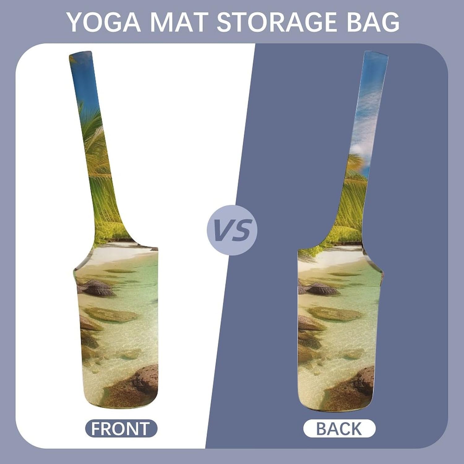Canvas Yoga Bag,Tropical Beach Scenery Printed Yoga Mat Handbag,Portable Yoga Mat Bag Large Capacity Gym Bag for Men Women Pilates Beach Travel