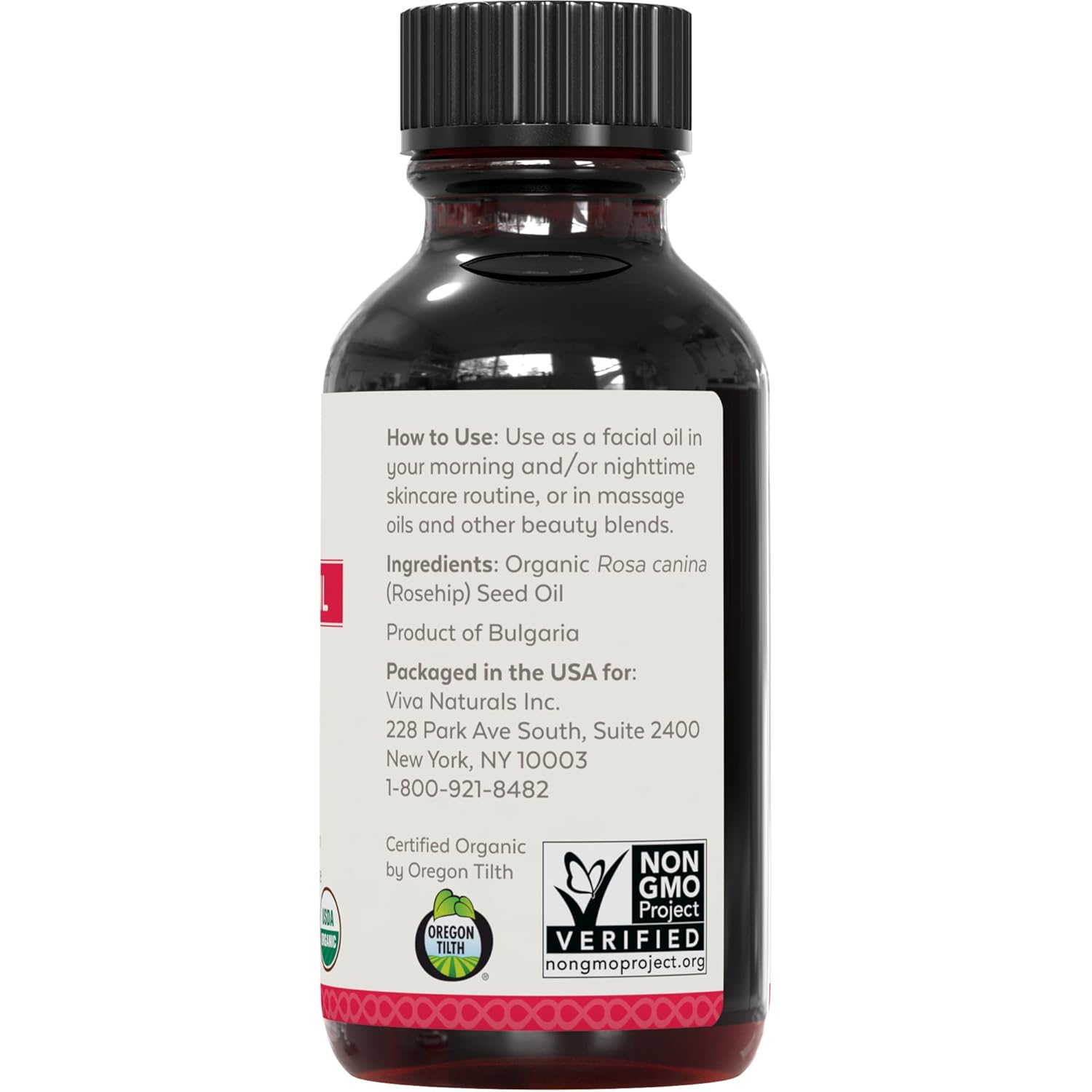 Viva Naturals Organic Rosehip Seed Oil (1 fl oz) - 100% Pure, Cold Pressed Moisturizing Rose hip Oil for Face, Hair, Dry Skin & Nails, Non-GMO : Beauty & Personal Care