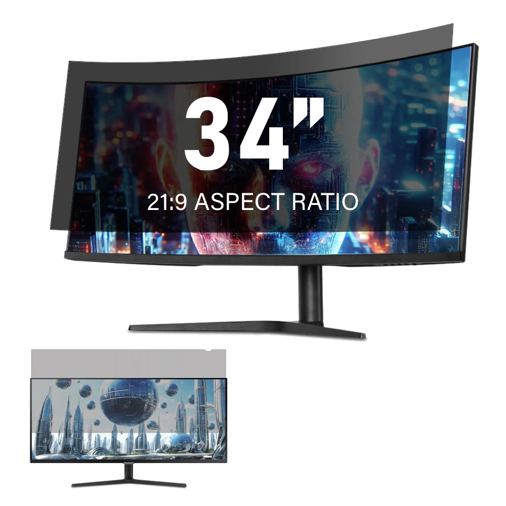34 Inch Computer Privacy Screen Filter for 21:9 Ultra-Wide Aspect Ratio Widescreen Monitor - Anti Glare Blue Light Filter, Screen Protector - Made in Korea