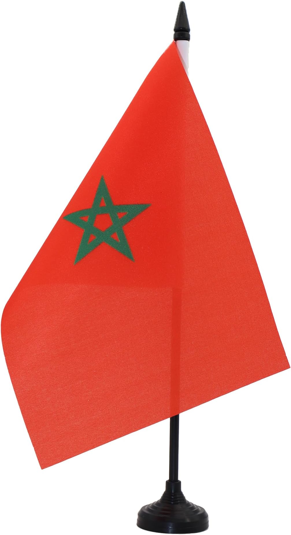 Morocco Table Flag 5'' x 8'' - Moroccan Desk Flag 21 x 14 cm - Black plastic stick and base - AZ FLAG