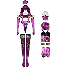 SIDNOR Mileena Cosplay Jumpsuit Costume Gloves Armband Mask Mileena Fullset Adults Women Bodysuit Halloween Outfits