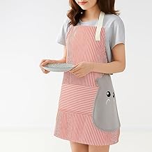 Waterproof Kitchen Apron For Women Washable PVC Apron With Center Pocket Comfortable Wear Resistant Chef Apron For Cooking With 2 Side Coral Velvet Towels For Hands Wiping
