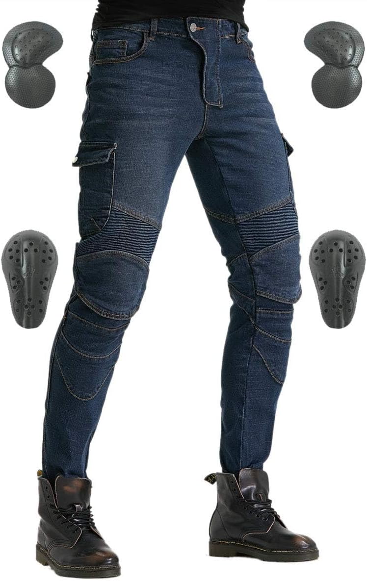 Motorcycle Pants, Versatile Durable Motorcycle Jeans for Men & Women Riding Pants Trousers with Kenn & Hip Armor Pads