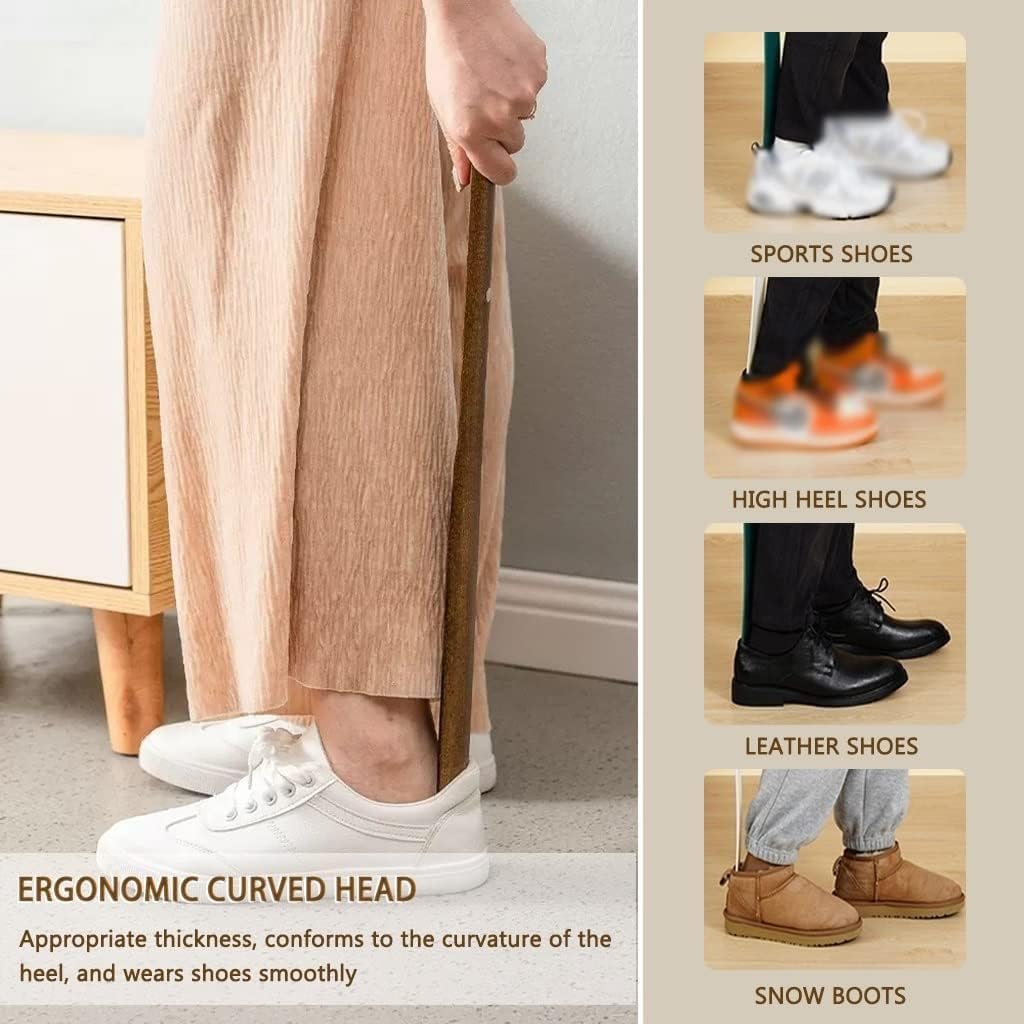 Calzador de madera de alta calidad de 19.6 pulgadas para personas mayores y mujeres embarazadas, mango largo, herramienta de madera de haya fácil de llevar, ideal para poner y quitar zapatos sin