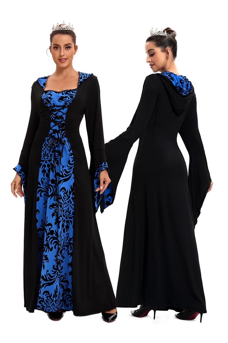 Feynman Abito da Donna in Stile Medievale con Maniche a Tromba, Vestito Lungo in Stile Rinascimentale, rétro, Adatto per Carnevale, Halloween, Feste e Come Costume da Principessa