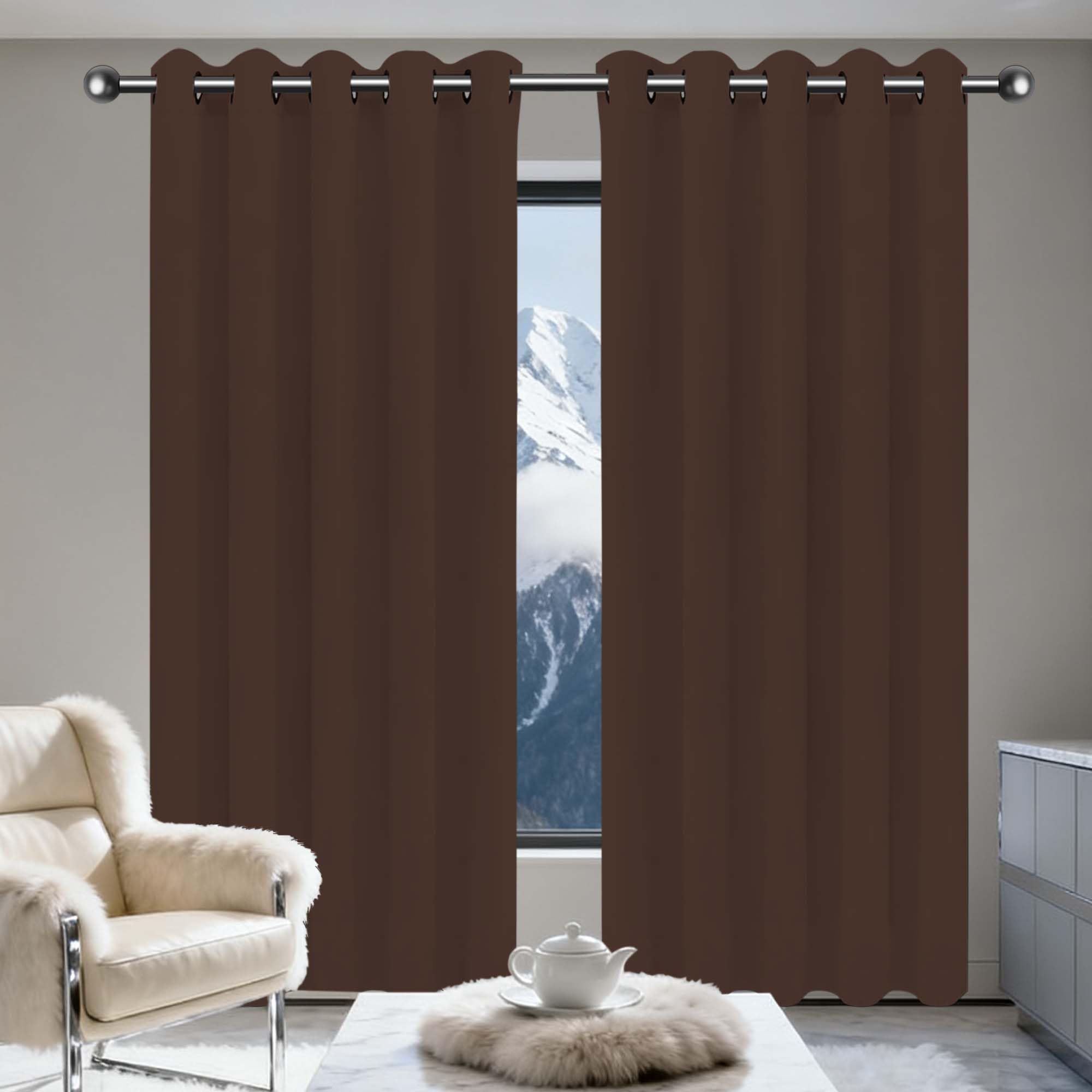 Rideau thermique occultant marron pour sublimer l'ambiance de la chambre