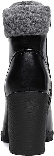 Miniatura 5 de DREAM PAIRS Botas con cordones para mujer, tacón alto grueso, botines