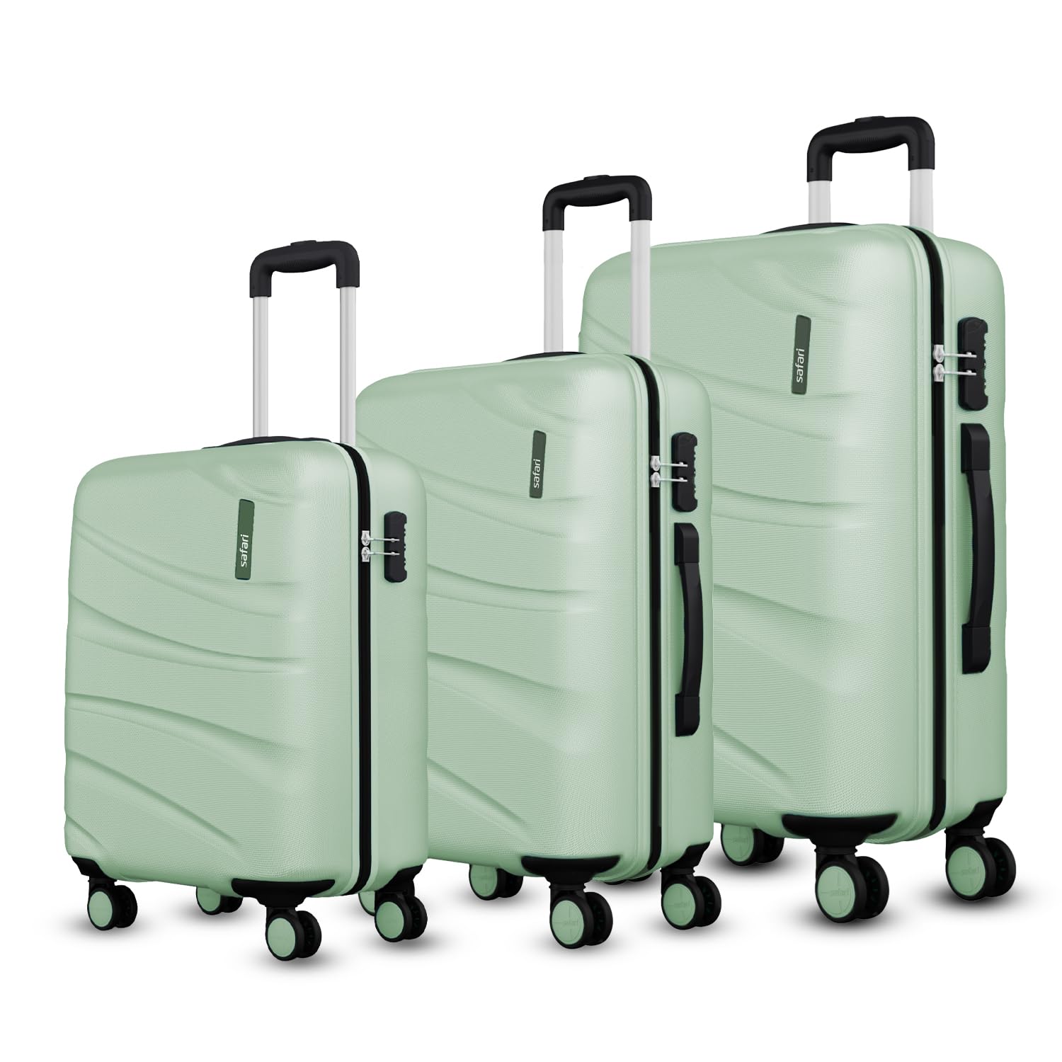 Safari Persia 8 Wheels Set of 3 (Cabin + Medium + Large) Trolley Bags Hard case Polycarbonate 360 Degree Wheeling Luggage, Travel Bags, Suitcase for T...