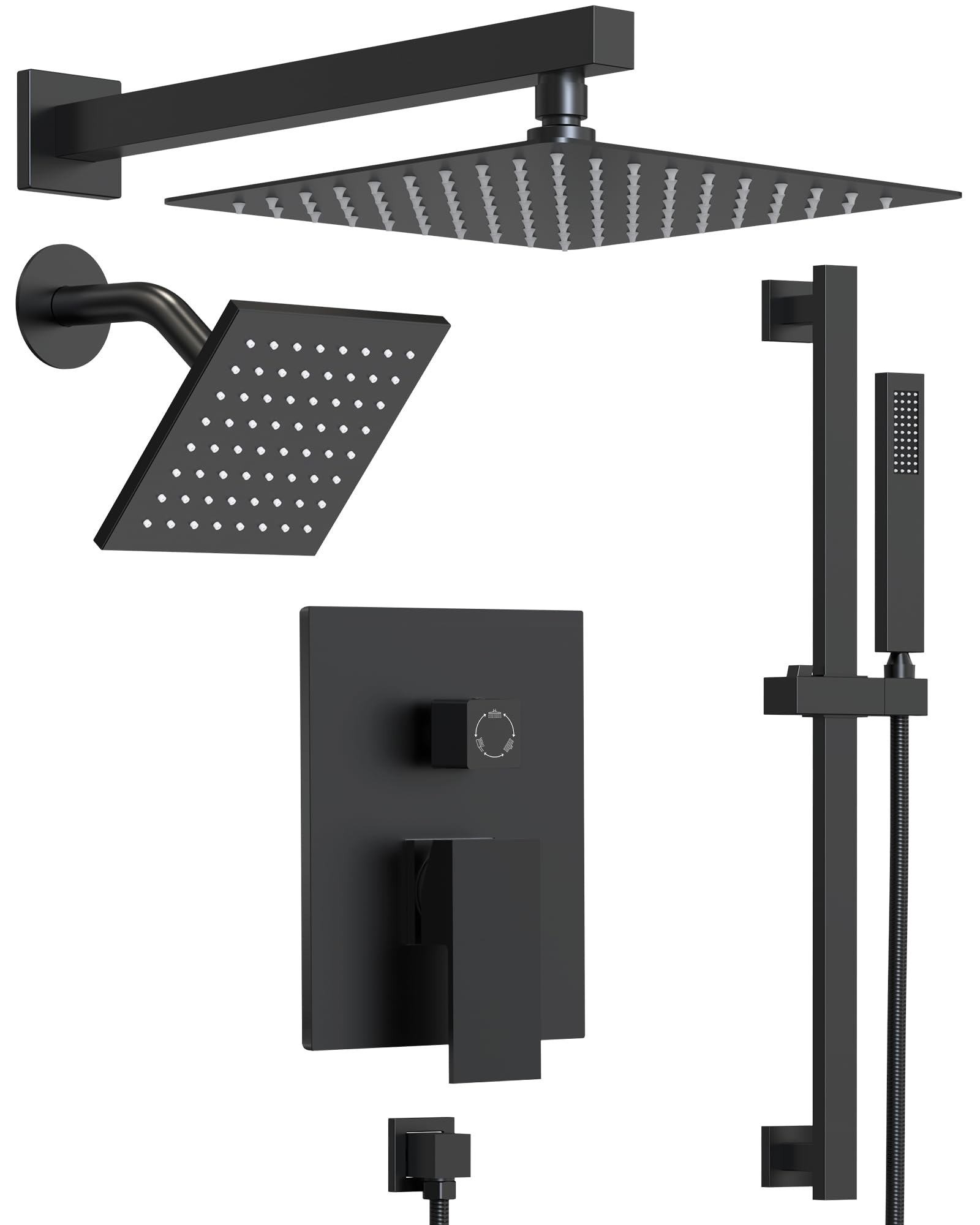 GRANDJOY 1059 Shower Faucet Set (Matte Black)