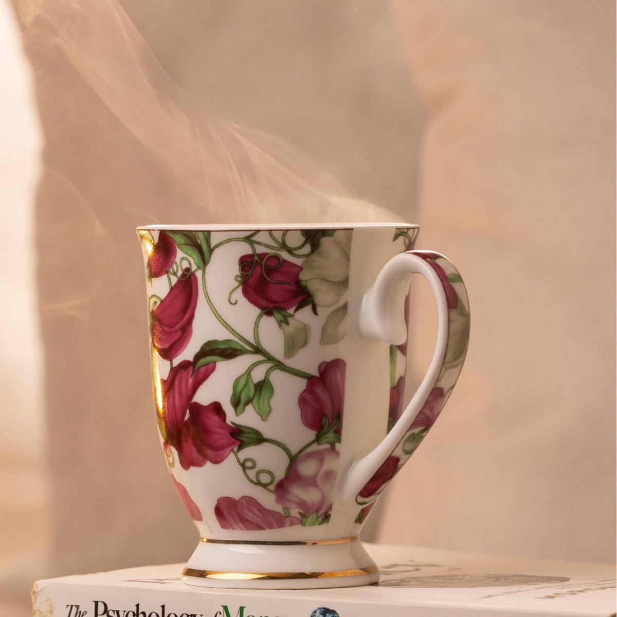 GOLDEN QUEEN'S Mug Set of 2 for Coffee, Tea, Milk | Perfect for Casual Gatherings, Tea Party or Daily Beverage | 24 Carat Gold on Foot (Trailing Blooms)