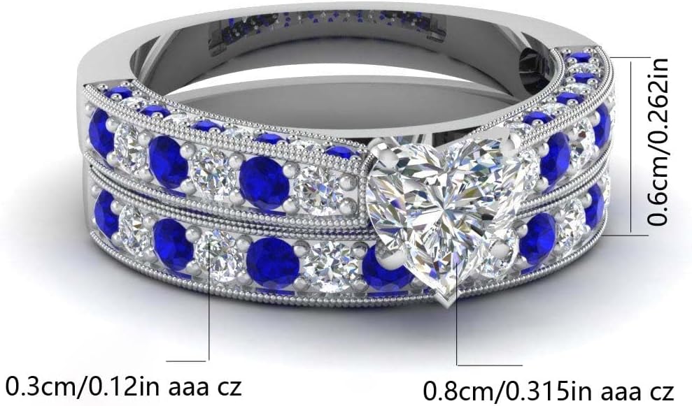 2 Rings His and Hers Couple Rings Bridal Sets Yellow Gold Plated Heart Cz Womens Wedding Ring Sets Tungsten carbide Man Wedding Bands