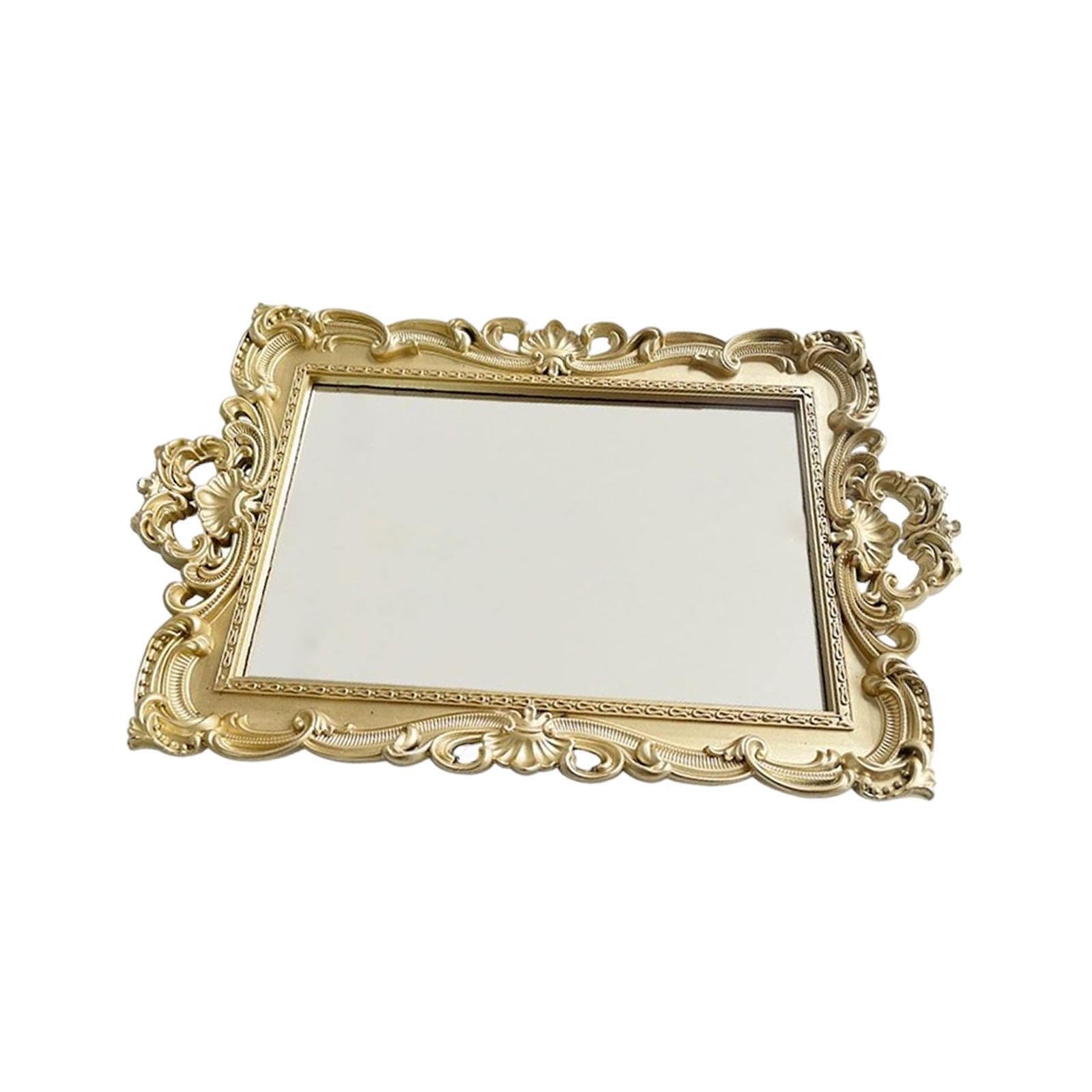 LIXSAZSE Vintage Mirror Tray Retro Style Jewelry Organizer Antique Cosmetic Plate Serving Tray Or As For Creative Photography. Bedroom Vanity Mirror Storage