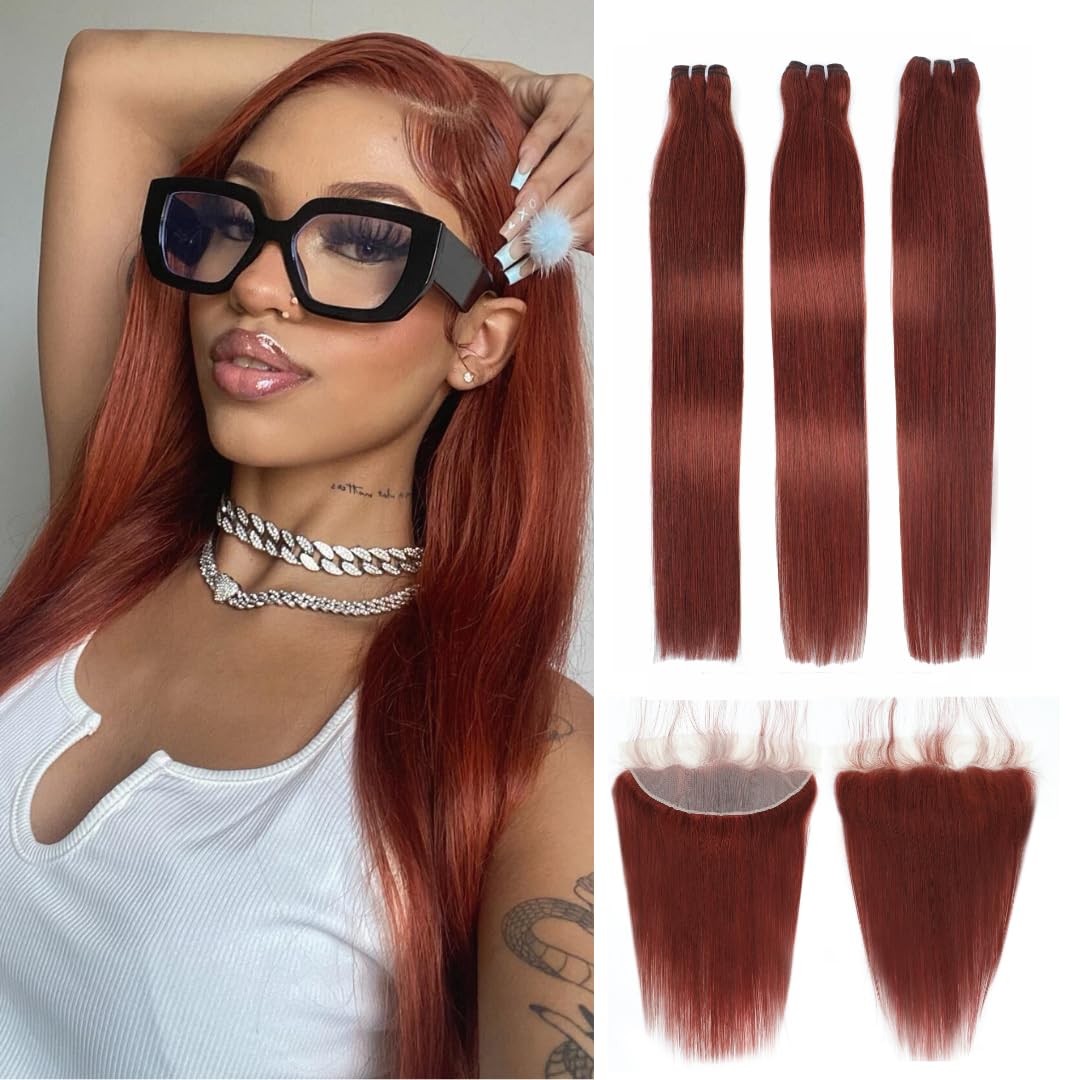 #F1B/27 Double Drawn Bundles Human Hair, 13A 100% Remy Human Hair Body Wave 20 Inch Single Bundle, Black with Highlights Thick Honey Blonde Colored Sew In Bundles Ombre Quick Weave Extension