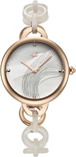 Fastrack Younique Quartz Analog Mother of Pearl Dial Two Toned Pink Acetate & Rose Gold Metal Strap Watch for Girls - 68037KD01