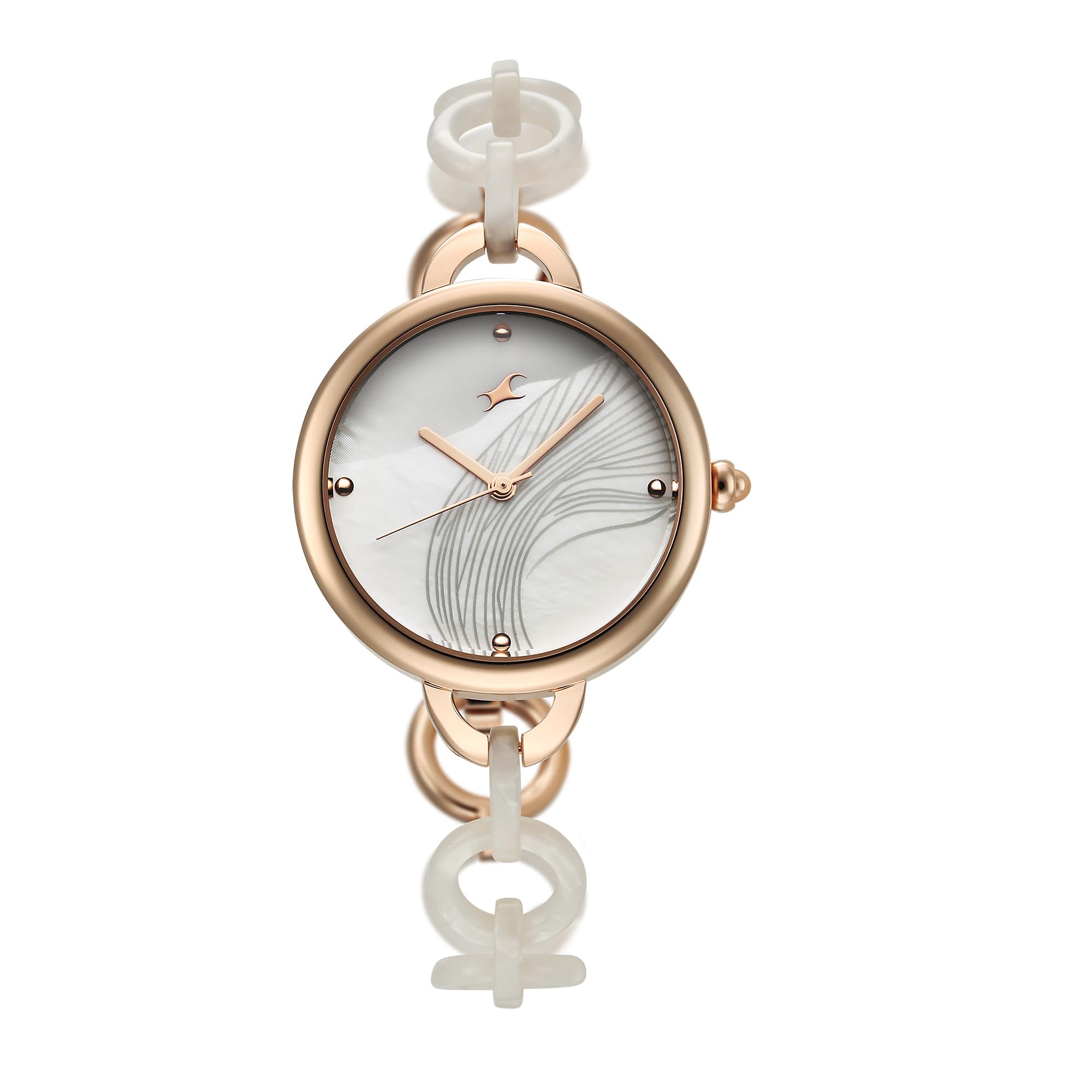 Fastrack Womens Younique Quartz Analog Mother of Pearl Dial Acetate & Metalstrap Watch for Girls Dial-Silver, Band Color Off-White (B0D8VTL55G) Amazon Price History, Amazon Price Tracker