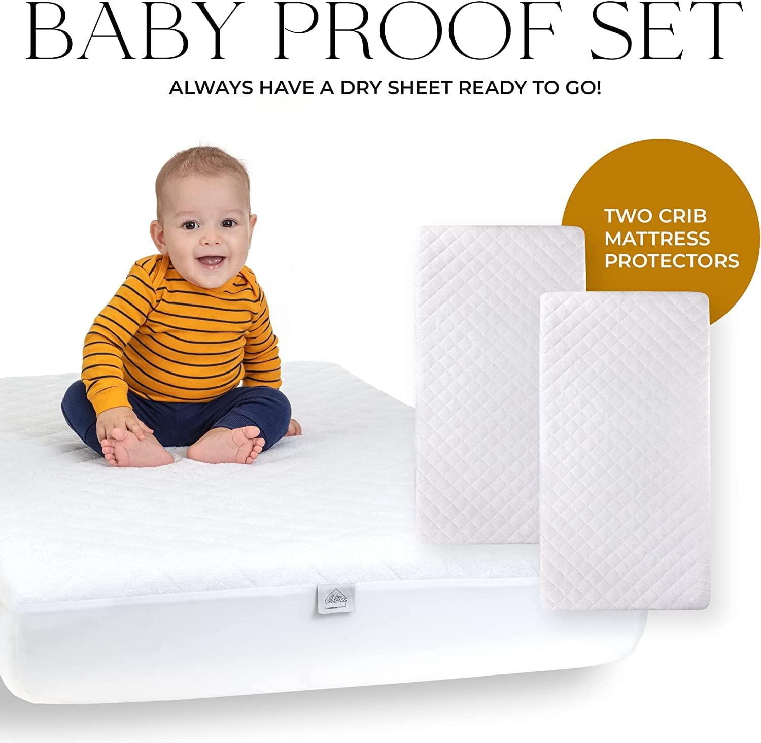 AHOC Crib Mattress Protector - Absorbent Baby Mattress Cover - Waterproof Mattress Protector Standard & Extra Length Cribs - Mini Pad Nighttime Accidents - Soft Bamboo Toddler Bed Topper - 2 Pack : Baby