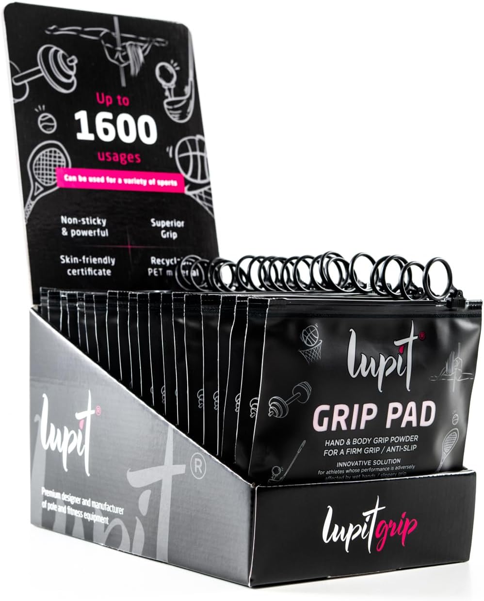 Lupit Pole Multi-Sport Grip Powder & Pole Dance Grip - Hand Grip Lotion and Spray Alternative - 1600 Tabs for Ultimate Grip Control - Suitable for Pole Dancing, Golf, Tenis and Basketball