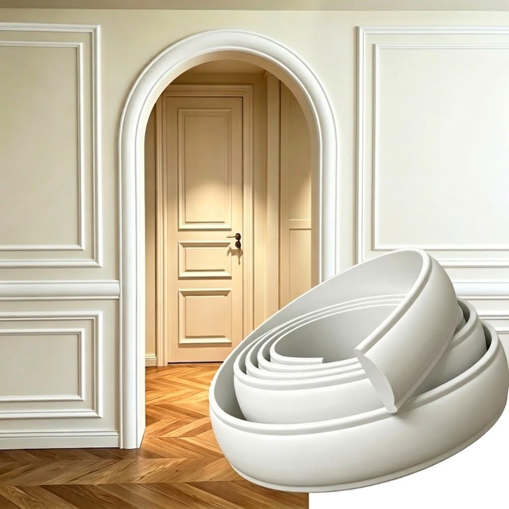 Tira de borde recortable y curvable en PVC impermeable de 8M moldura blanca para puertas y techos