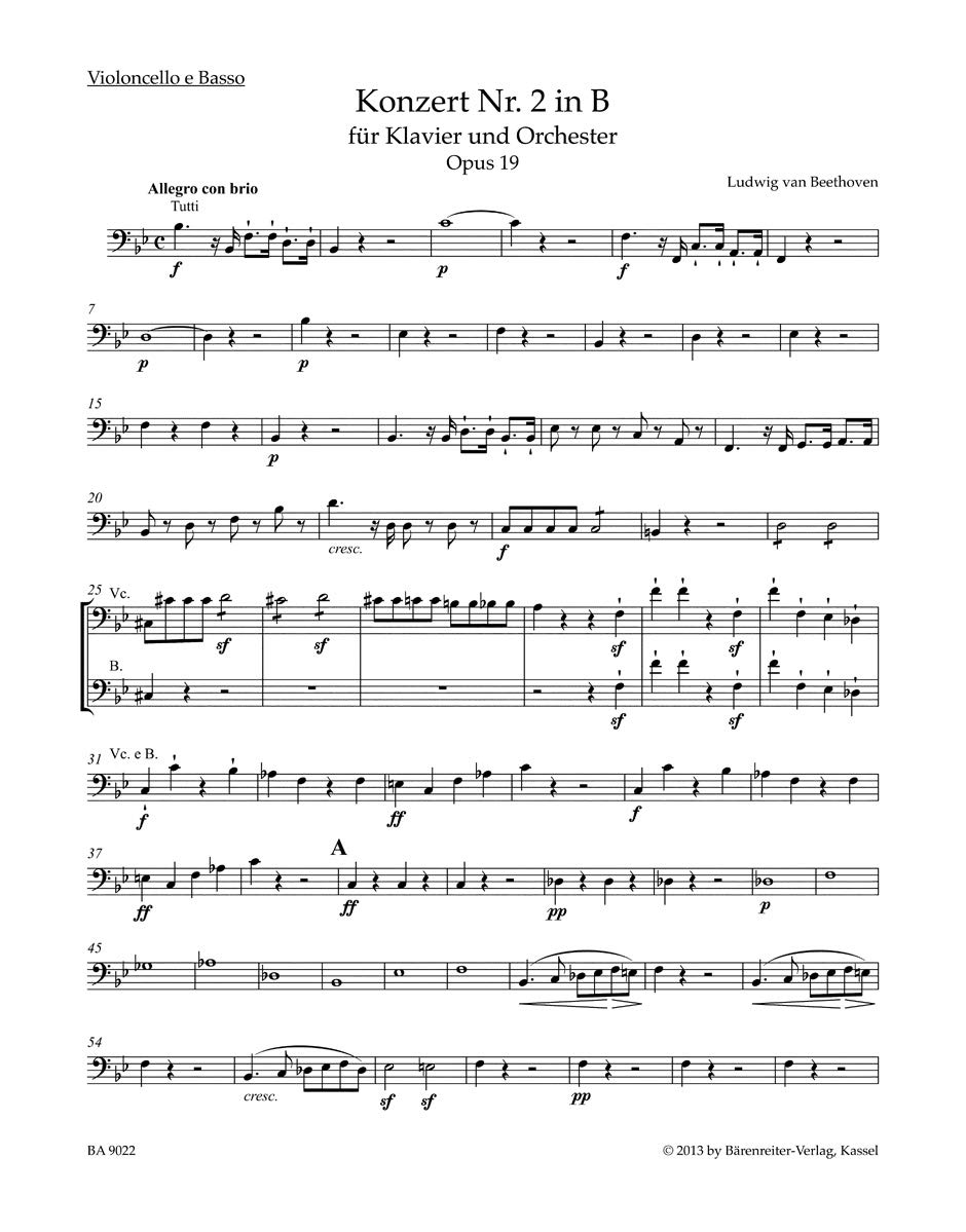 Konzert Nr. 2 in B für Klavier und Orchester, op. 19: Partitur