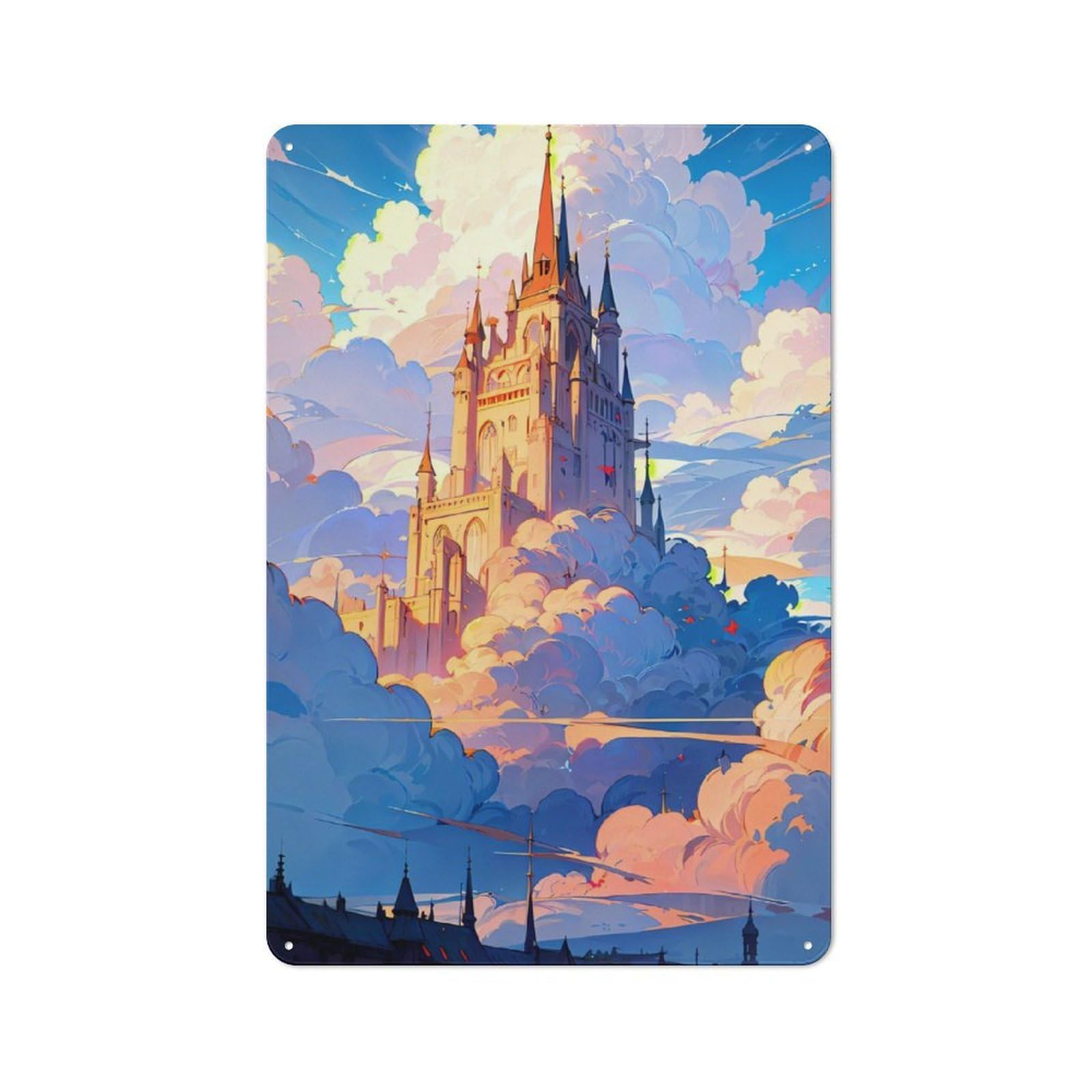 Game Room Cloudy Castle Tin Wall Sign, Wall Decor for Office, Study, Game Room Or Hobby Space, 30x20cm