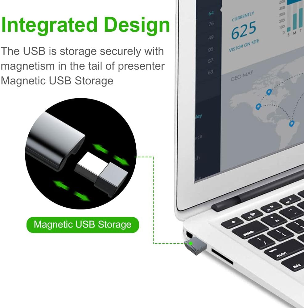 NORWII N95 Green Light Pointer, 330 FT Long Control Range Designed for Large Occasion, Rechargeable Wireless Presenter Remote Presentation USB PowerPoint PPT Clicker for Mac, Laptop, Computer : Office Products