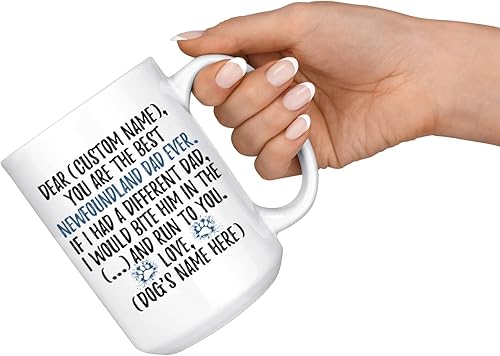 Miniatura 4 de Taza personalizada para papás de Terranova, Terranova para papá, dueño de Terranova, perro de Terranova, regalo para papá de Terranova (15 onzas)