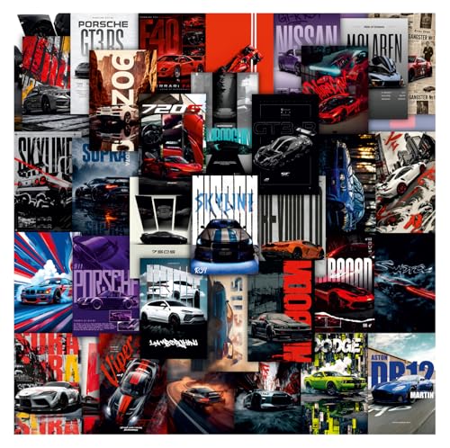 Image of Moment Prints Set of 63 Pcs Super Cars Posters | 4x6 Inch | 300 GSM | Aesthetic sports wall decor with double-sided mounting tape for gaming rooms and garages