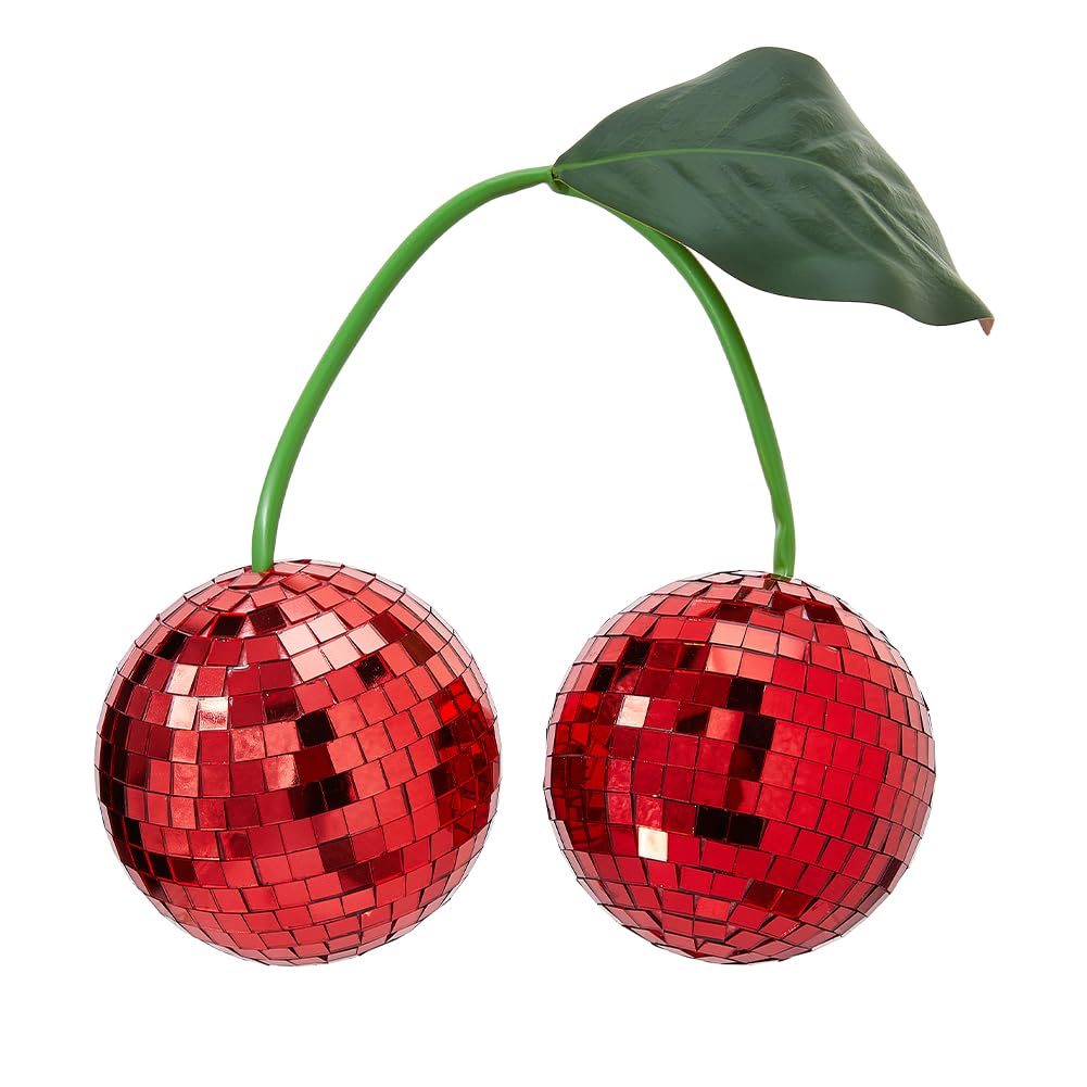 DICOSMETIC Glass Cherry Disco Ball Decor Red Hanging Disco Decor Retro Reflective Mirror Ball Christmas Decoration Ornaments for Party Room