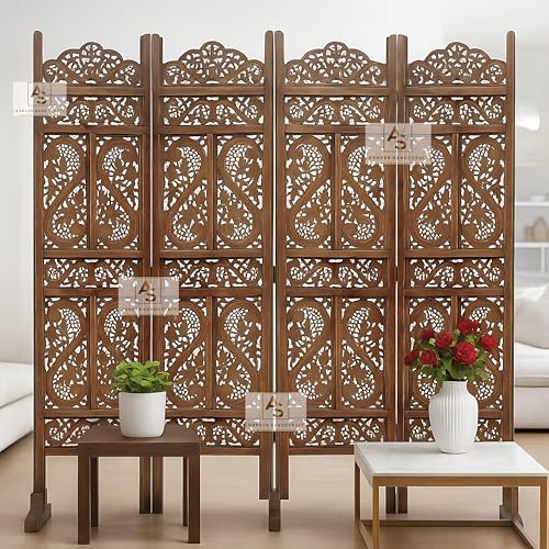 Image of Partition for Living Room,Divider,Partition Wall Divider Screen Separator, Wall Panel Divider for Hall | Bedroom |Office | Puja Room | Restaurant S Design (4- Panels with Stands)