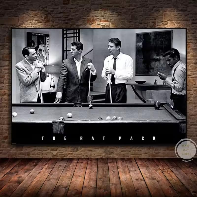 LMAIWANG Poster vintage in bianco e nero con biliardo in mostra, moderno e di tendenza, elegante poster su tela per la decorazione della casa (60x80 cm/cornice interna)