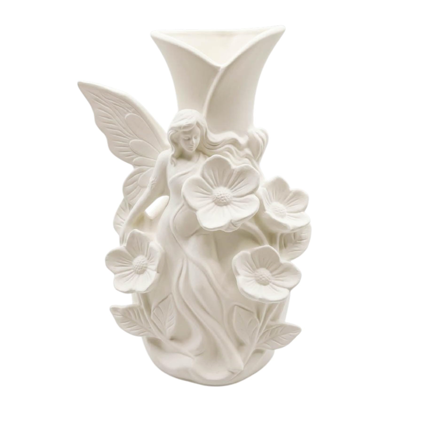 Fairy Blossom Flower Vase | Fairy Design Style Planter | Aesthetic Centerpiece Vase for Fresh Artificial Flowers | Decorative Floral Tabletop Vase for Home Décor (White)-picture-38