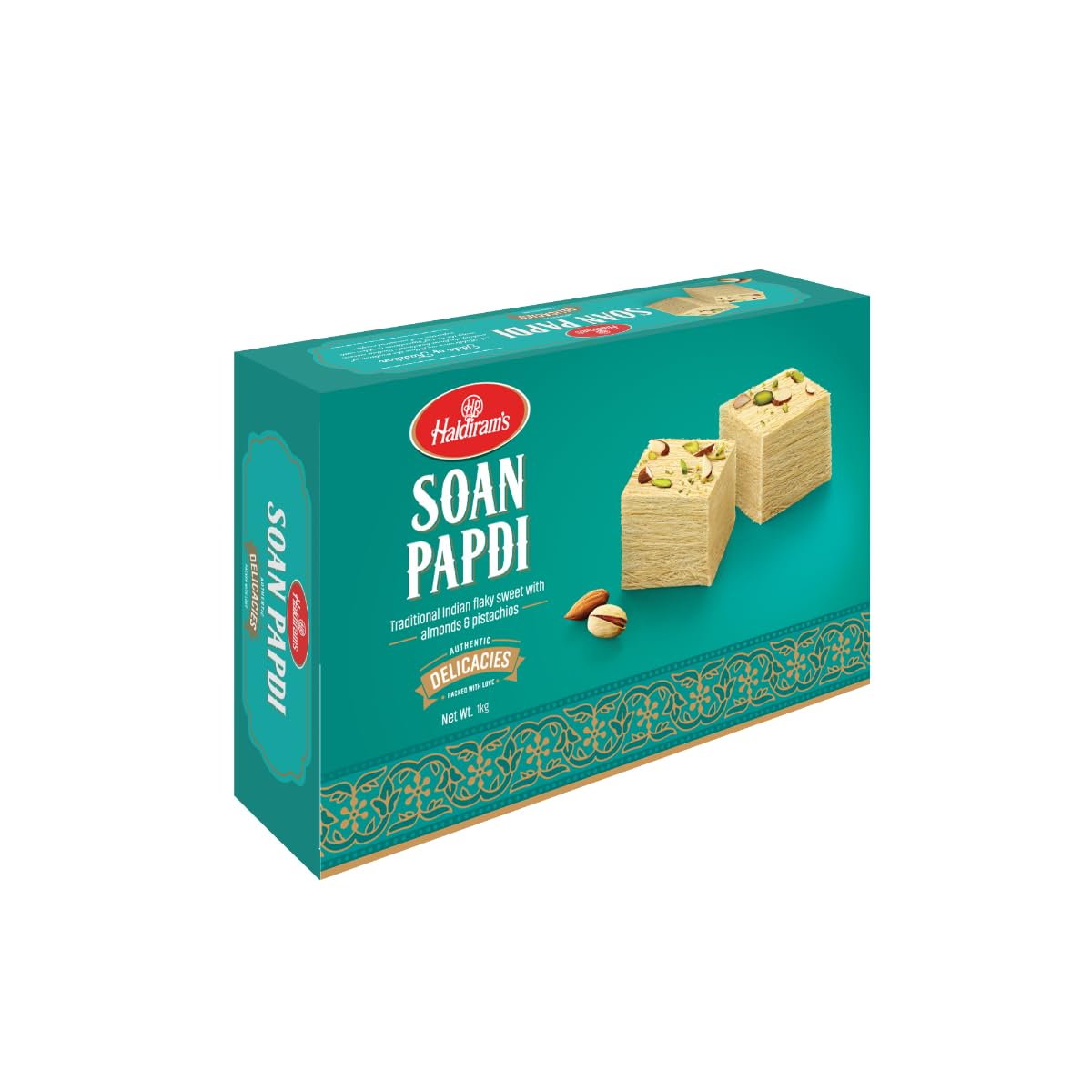 Haldiram's Soan Papdi 500g | Traditional Indian Sweet | Finest Ingredients | Crunchy Almonds & Pistachios | Indian Mithai | Festive Delight | Great Gift Pack for Festival | Fresh Product | Mithai for