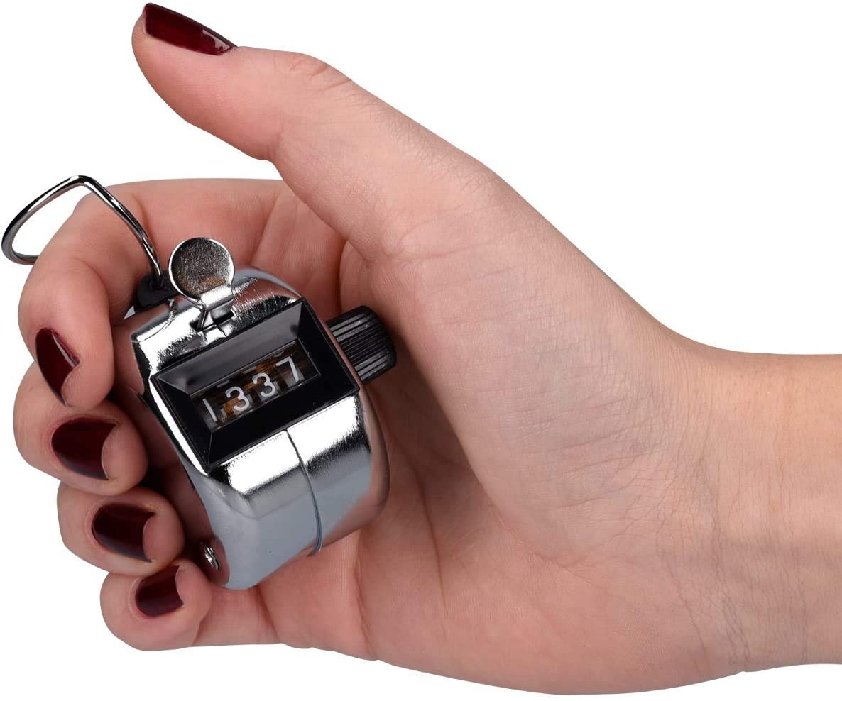 PIQIUQIU Contador manual de 4 dígitos sin batería, carcasa de metal con anillo para sujetar los dedos