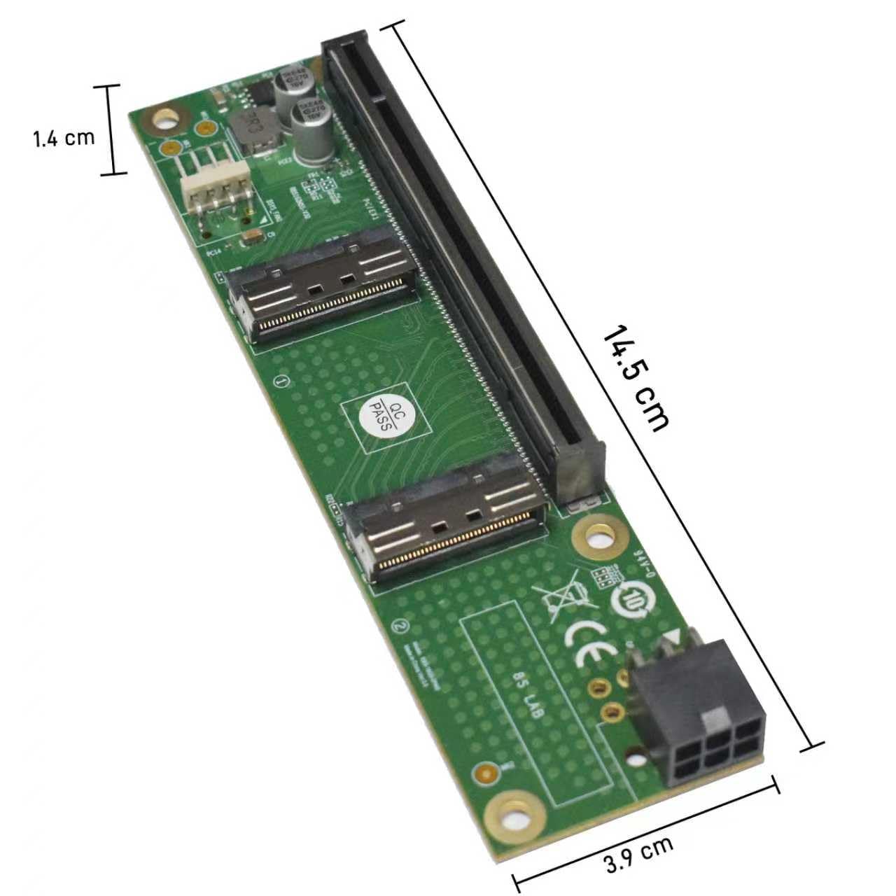 PCIe 5.0 Dual MCIO 8i zu PCIex16 Slot Adapter Erweiterungskarte mit 6Pin GPU Power Port für Server und Workstations