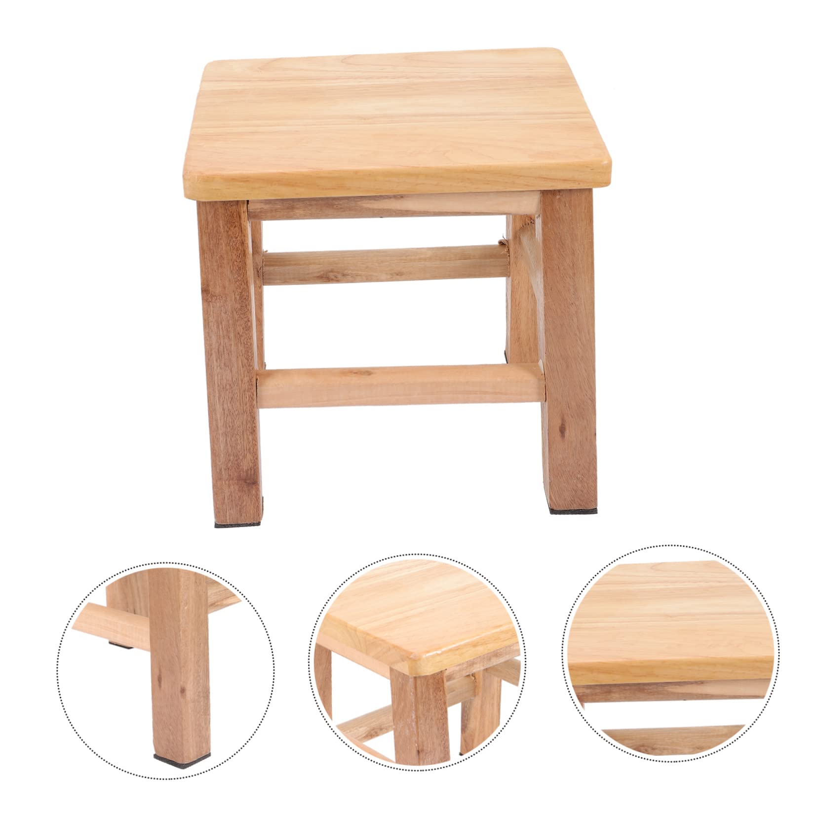 Veemoon Petit Tabouret en Bois pour Changer Chaussures, 25cm Carré, 1 Pièce