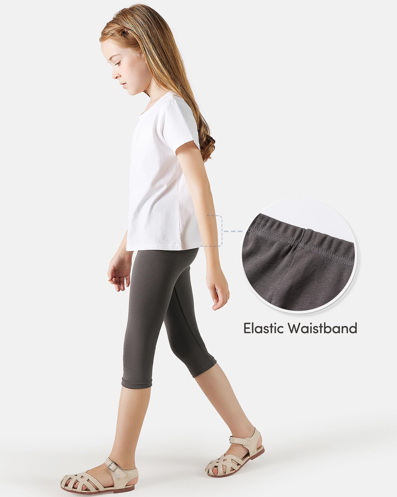 Adorel Leggings Corti in Cotone Pantaloni Estivi Bambina Pacco da 3