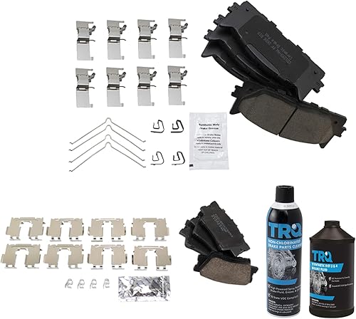 Miniatura 2 de TRQ Kit de pastillas de freno de cerámica Posi delanteras y traseras con productos químicos compatibles con Toyota Lexus