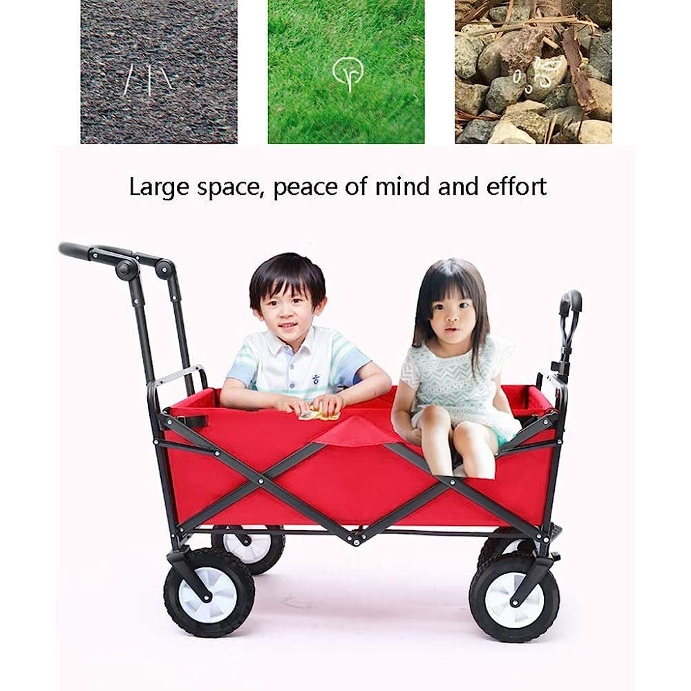 Chariot pliable robuste – Chariot à linge multifonction, chariot de jardin, shopping en plein air et camping avec 4 roues pour un transport facile
