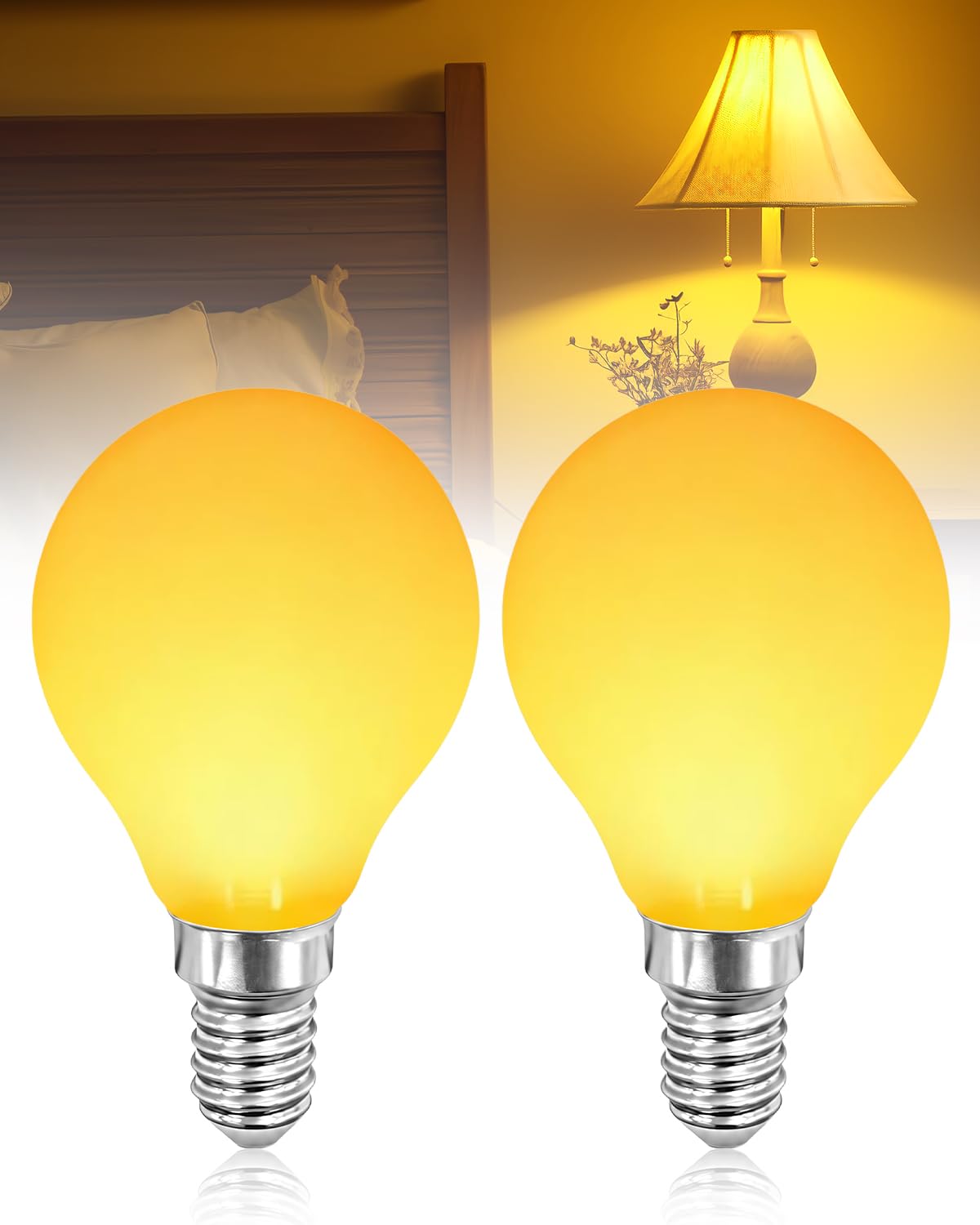 Lamptobe 4W Orange Light Bulb E14, 2000K Amber Warm Sleep Light Bulb