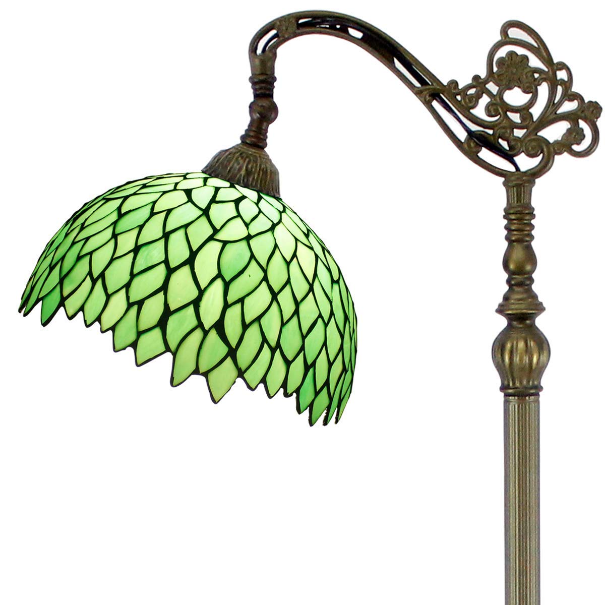 Tnvxvkgrw Green/Wisteria/Light Tiffany Style Floor Lamp For Living Room, Stained Glass Arc Standing Lamp, Tall Reading For Bedroom Corner, Adjustable Gooseneck, E26