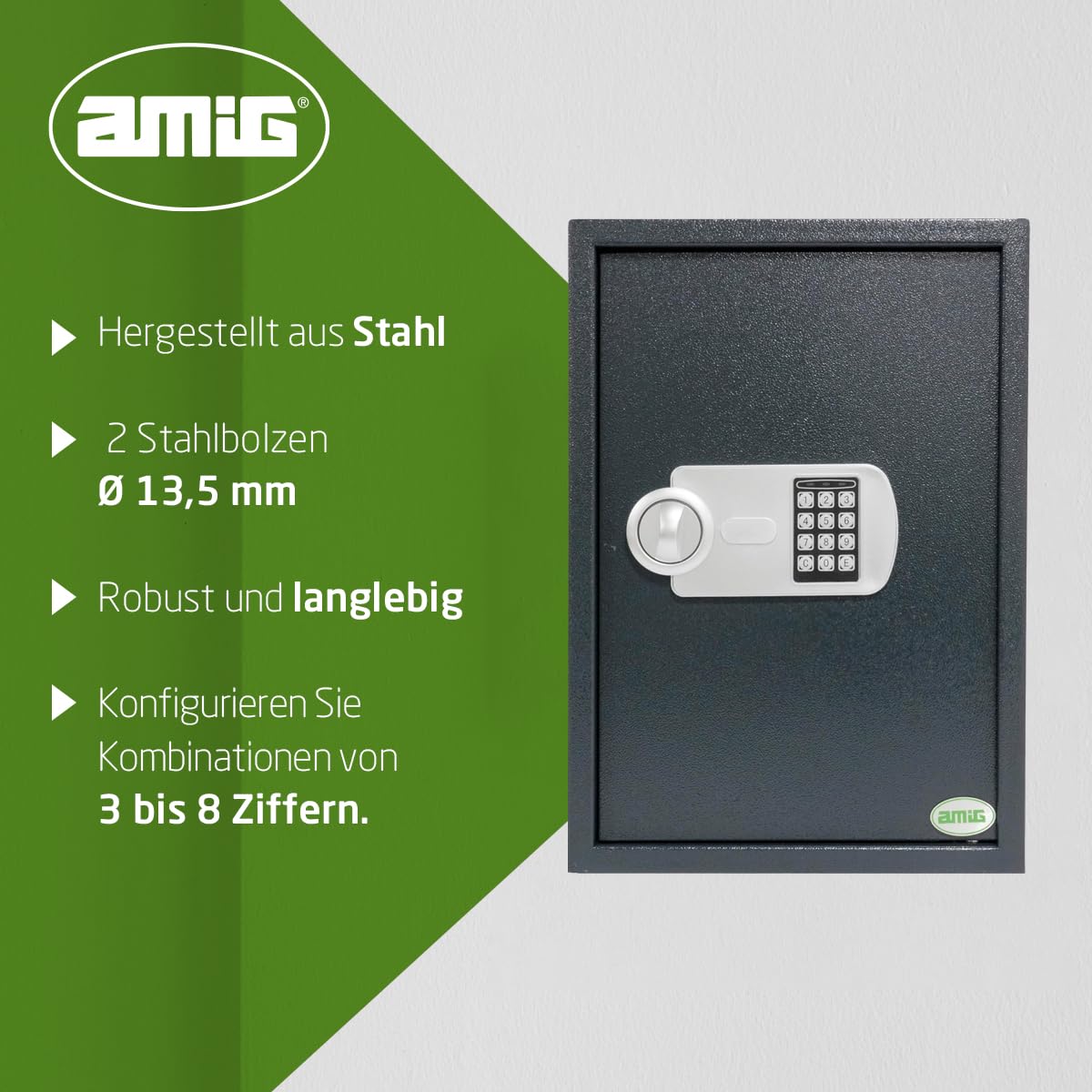 Amig – Tresor für zuhauser mit Code | Integrierte Sicherheitsbox | Stahl | Getarnt | Ideal für Zuhause | Schutz von Geld und wertvollem Schmuck | 50 x 31 x 35 cm