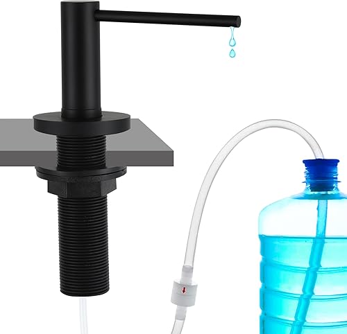 Miniatura 8 de Gappo Dispensador de jabón negro mate mejorado para fregadero de cocina, bomba de encimera de acero inoxidable, dispensador de jabón integrado para