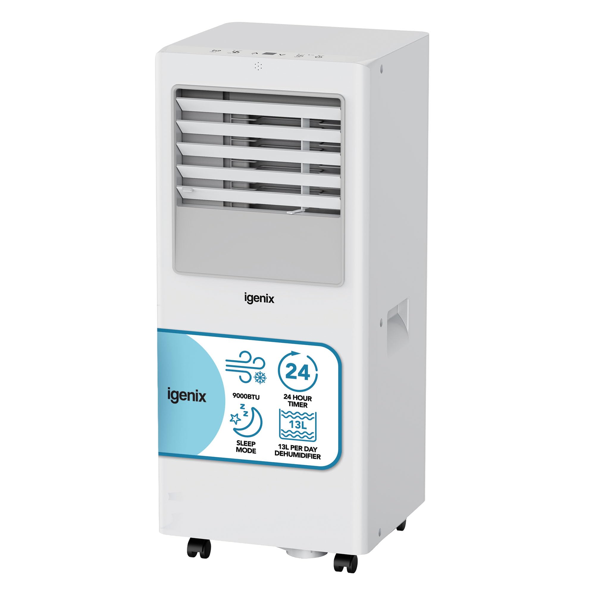 Igenix 9000 BTU Portable Air Conditioner - 3-in-1 Cooling Fan Dehumidifier - White
