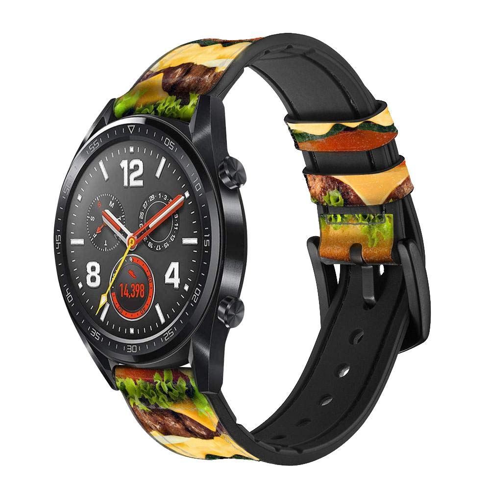 Innovedesire Hamburger Bracelet de Montre Intelligente en Cuir et Silicone pour Wristwatch Smartwatch Smart Watch Taille (22mm)